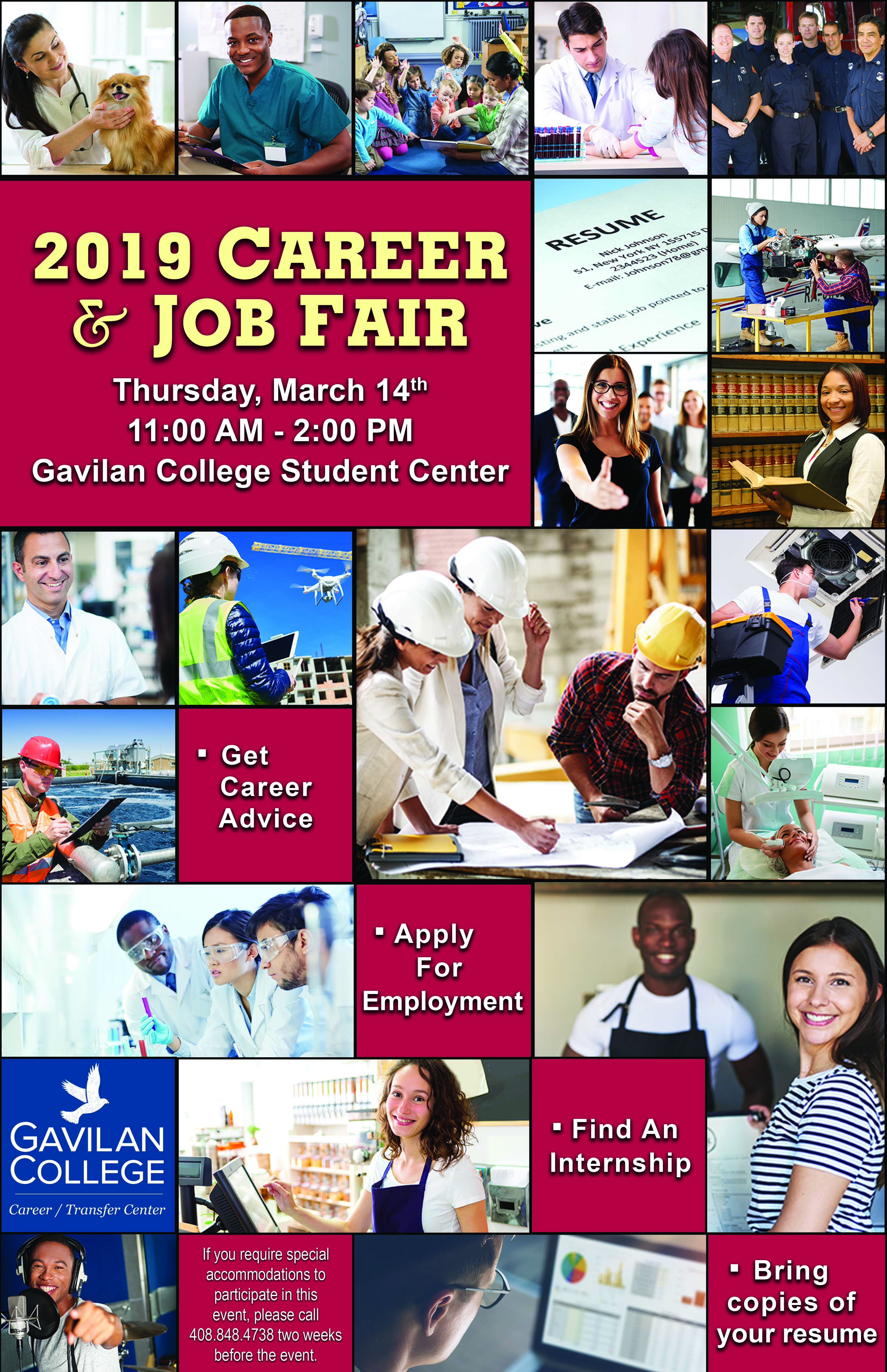 Career and Job Fair on March 14 in the Student Center at 11 AM